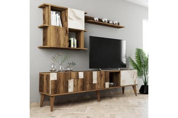 Alsacia Tv-møbelsett 180 cm - Hvit/Mørkebrun - Møbler - Mediamøbel & tv møbel - TV-møbelsett