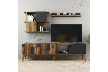 Alsacia Tv-møbelsett 180 cm - Mørkebrun/Antrasitt - Møbler - Mediamøbel & tv møbel - TV-møbelsett
