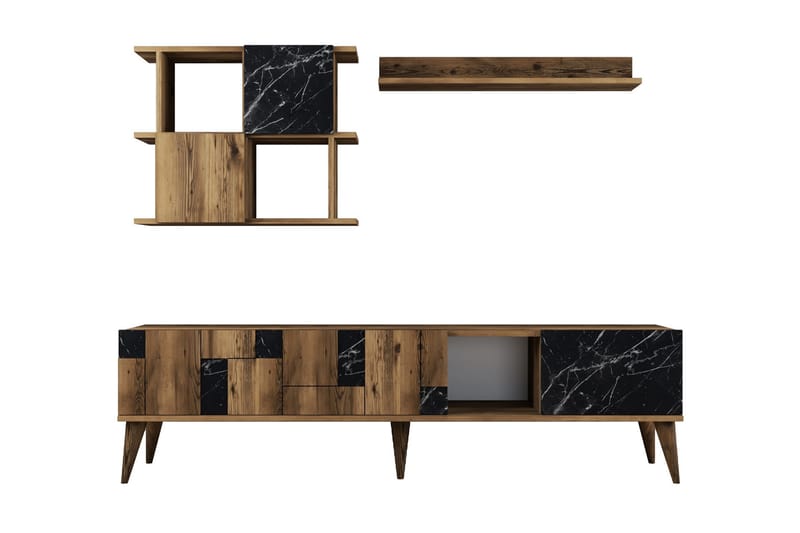 Alsacia TV-møbelsett 180 cm - Mørkebrun/Svart - Møbler - Mediamøbel & tv møbel - TV-møbelsett