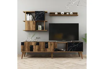 Alsacia TV-møbelsett 180 cm - Mørkebrun/Svart - Møbler - Mediamøbel & tv møbel - TV-møbelsett