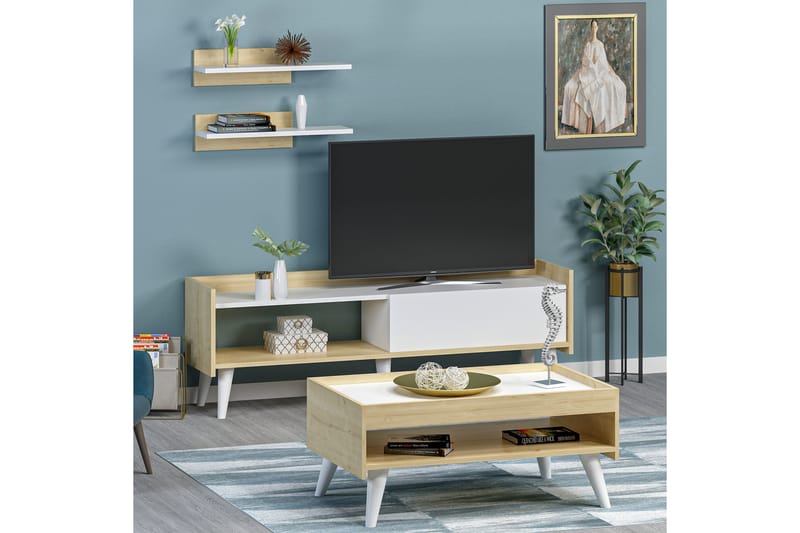 Andifli Tv-møbelsett 150x50,4 cm - Hvit - TV-møbelsett