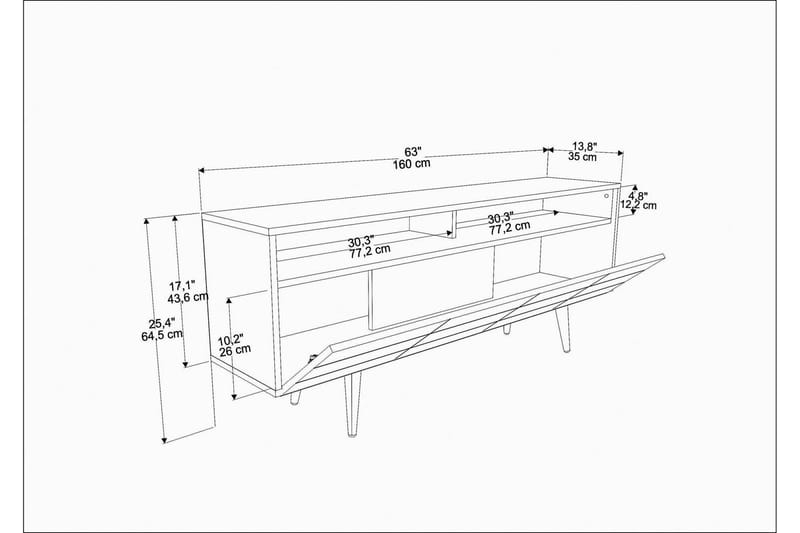 Andifli Tv-møbelsett 160x64,5 cm - Brun - TV-møbelsett