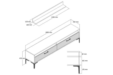 Andifli Tv-møbelsett 180x47 cm - Brun - Møbler - Mediamøbel & tv møbel - TV-møbelsett