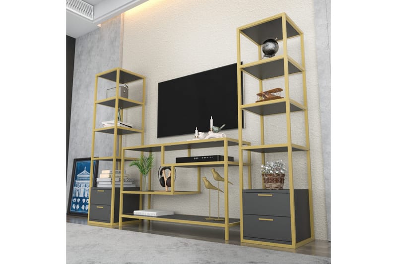Andifli Tv-møbelsett 198x160 cm - Gull - TV-møbelsett