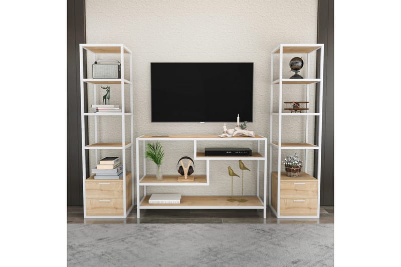 Andifli Tv-møbelsett 198x160 cm - Hvit - TV-møbelsett