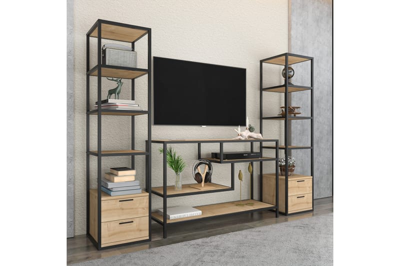 Andifli Tv-møbelsett 198x160 cm - Svart - Møbler - Mediamøbel & tv møbel - TV-møbelsett