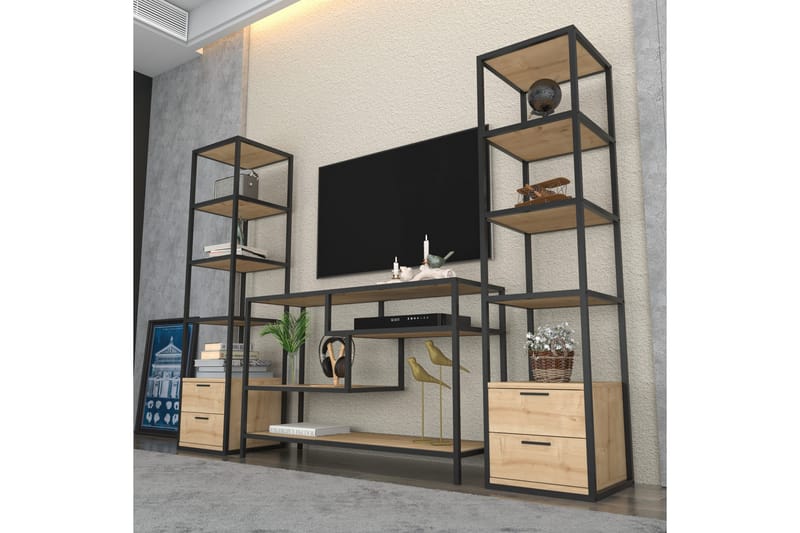 Andifli Tv-møbelsett 198x160 cm - Svart - Møbler - Mediamøbel & tv møbel - TV-møbelsett