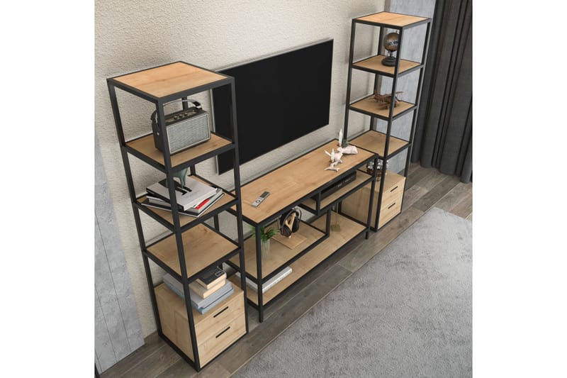 Andifli Tv-møbelsett 198x160 cm - Svart - Møbler - Mediamøbel & tv møbel - TV-møbelsett