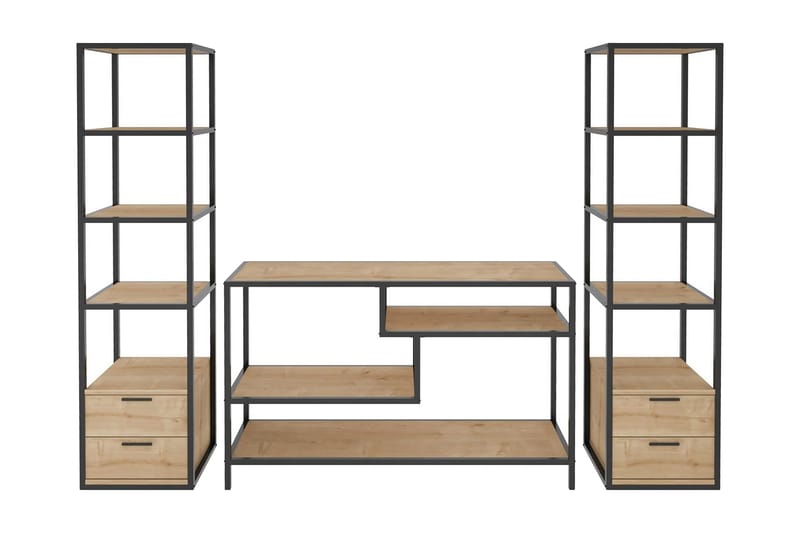 Andifli Tv-møbelsett 198x160 cm - Svart - Møbler - Mediamøbel & tv møbel - TV-møbelsett