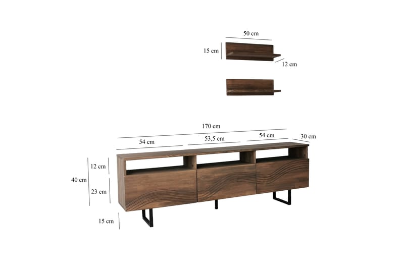 Andifli Tv-møbelsett 50x15 cm - Brun - Møbler - Mediamøbel & tv møbel - TV-møbelsett