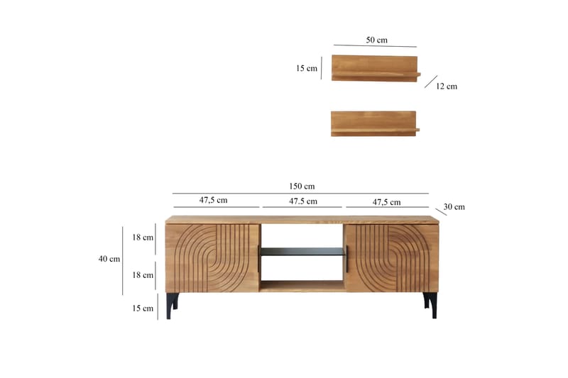 Andifli Tv-møbelsett 50x15 cm - Brun - TV-møbelsett