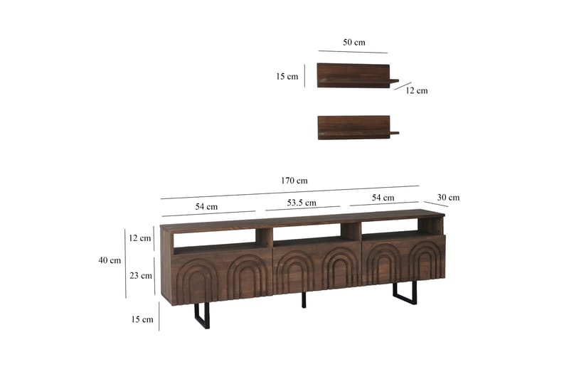 Andifli Tv-møbelsett 50x15 cm - Brun - TV-møbelsett