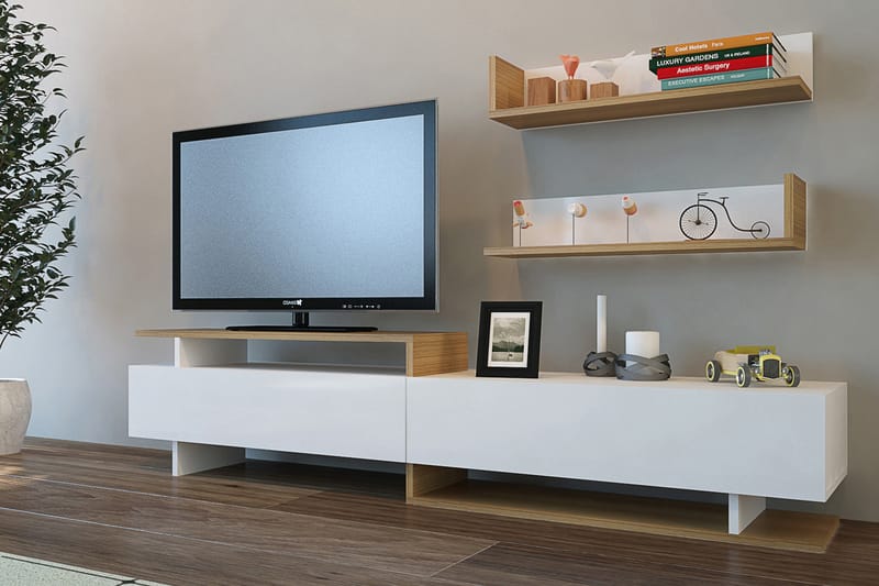 Ayaze TV-benk - Hvit - TV-møbelsett