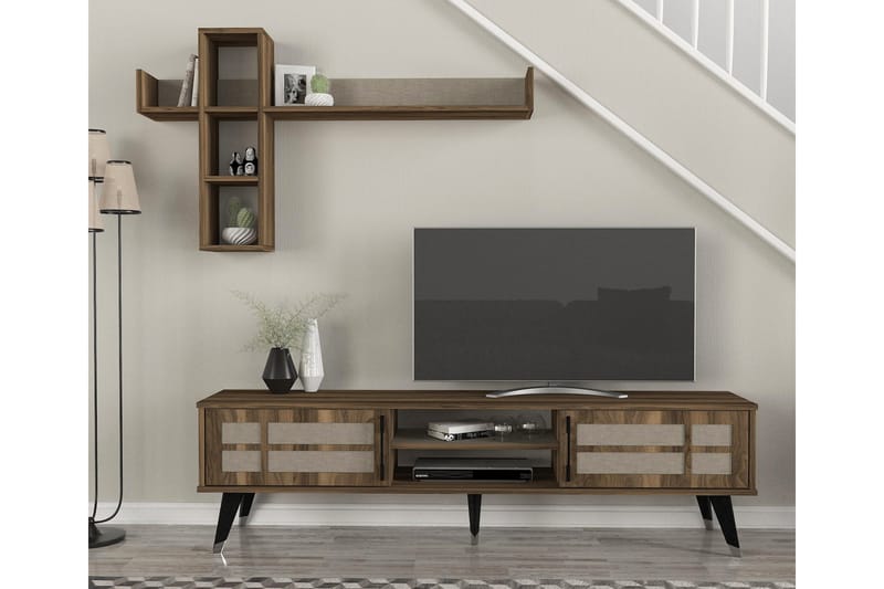Delevan TV-møbelsett 180 cm - Mørkebrun - TV-møbelsett