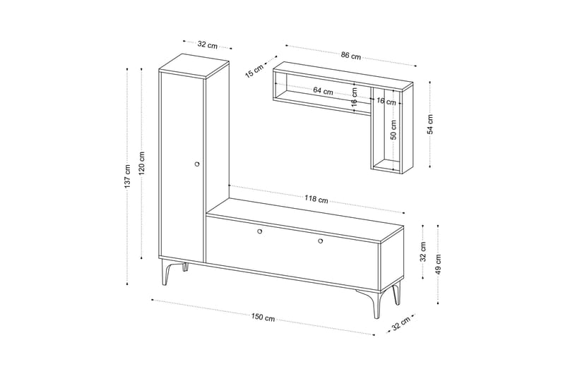 Desgrar Tv-möbelset 118x49 cm - Blå - Møbler - Mediamøbel & tv møbel - TV-møbelsett