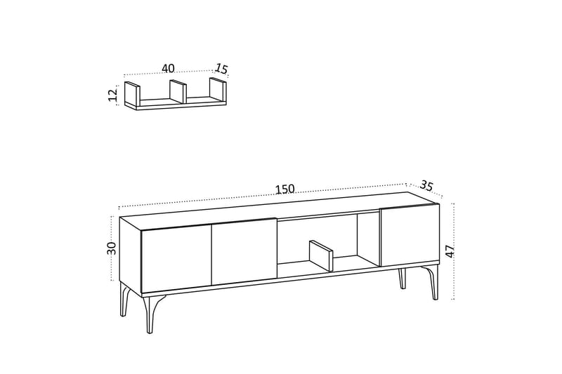 Desgrar Tv-möbelset 150x47 cm - Blå - Møbler - Mediamøbel & tv møbel - TV-møbelsett