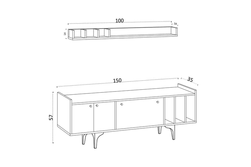 Desgrar Tv-möbelset 150x57 cm - Hvit - TV-møbelsett