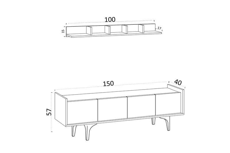 Desgrar Tv-möbelset 150x57 cm - Hvit - TV-møbelsett