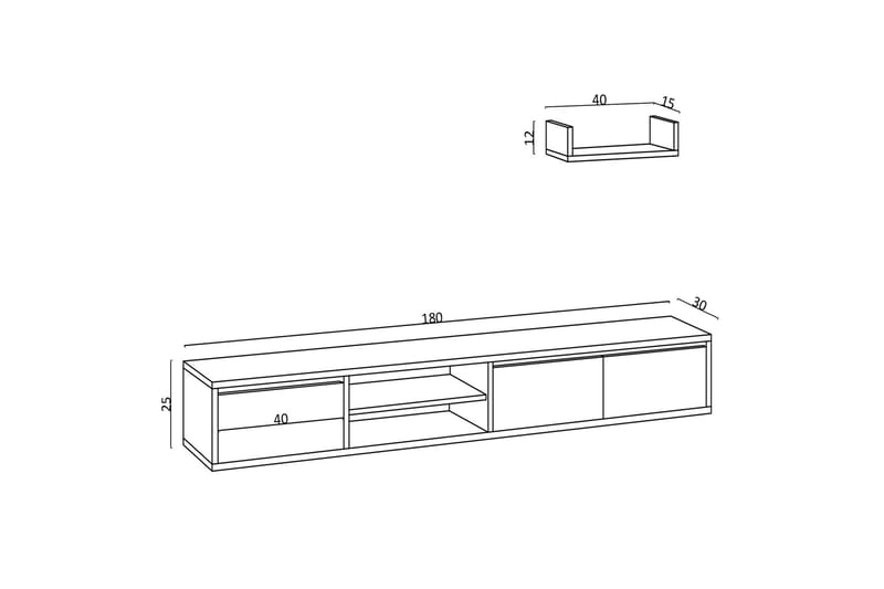Desgrar Tv-möbelset 180x25 cm - Hvit - Møbler - Mediamøbel & tv møbel - TV-møbelsett