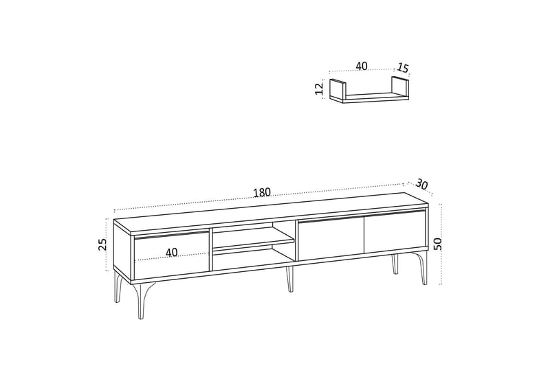 Desgrar Tv-möbelset 180x50 cm - Blå - TV-møbelsett