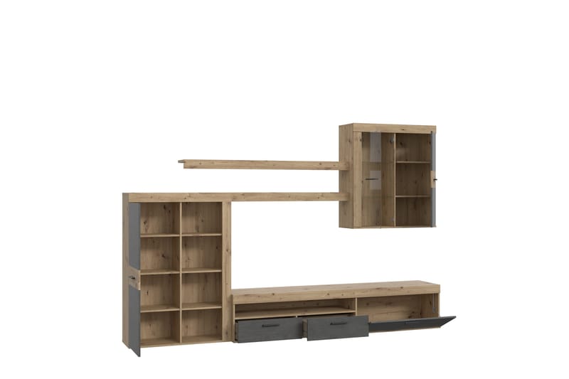 Dolnis Tv-møbelsett 41x300 cm - Brun/Grå - Møbler - Mediamøbel & tv møbel - TV-møbelsett