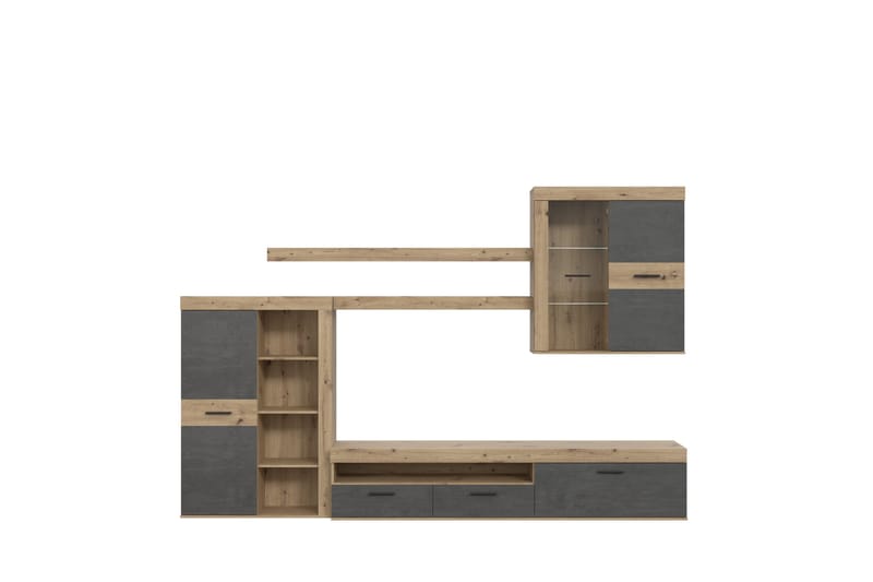 Dolnis Tv-møbelsett 41x300 cm - Brun/Grå - Møbler - Mediamøbel & tv møbel - TV-møbelsett