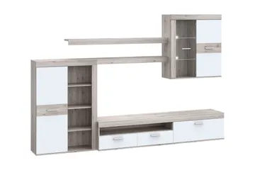 Dolnis Tv-møbelsett 41x300 cm - Brun/Hvit - Møbler - Mediamøbel & tv møbel - TV-møbelsett