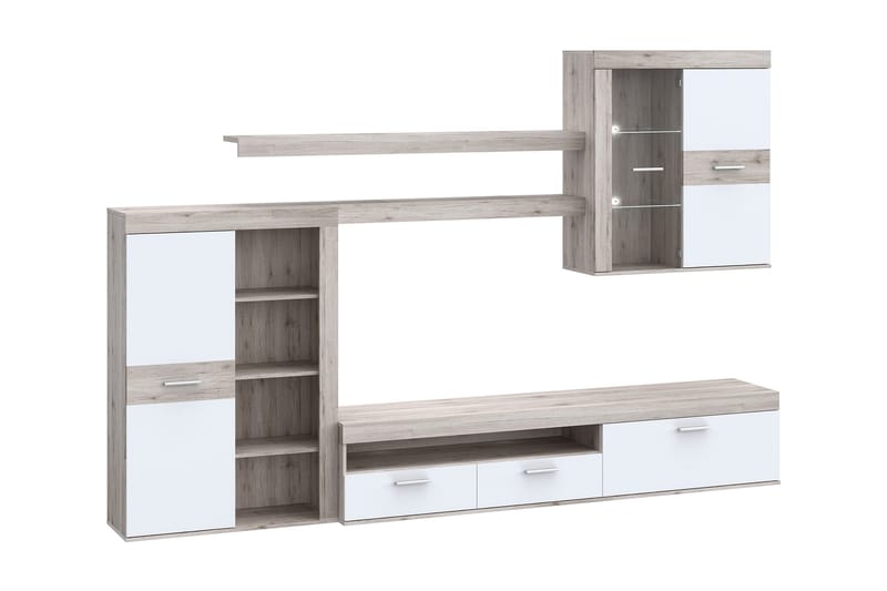 Dolnis Tv-møbelsett 41x300 cm - Brun/Hvit - Møbler - Mediamøbel & tv møbel - TV-møbelsett