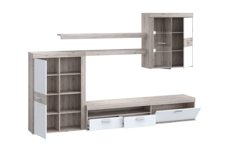 Dolnis Tv-møbelsett 41x300 cm - Brun/Hvit - Møbler - Mediamøbel & tv møbel - TV-møbelsett