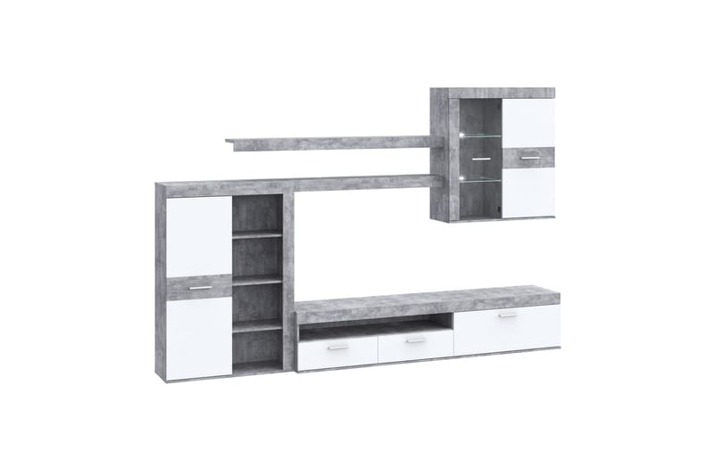 Dolnis Tv-møbelsett 41x300 cm - Hvit/Grå - Møbler - Mediamøbel & tv møbel - TV-møbelsett