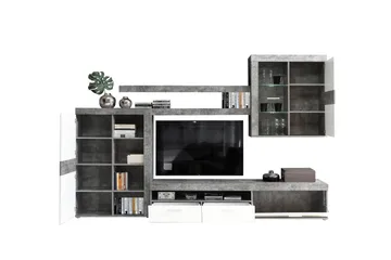 Dolnis Tv-møbelsett 41x300 cm - Hvit/Grå - Møbler - Mediamøbel & tv møbel - TV-møbelsett
