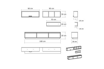 Elegancia Mediaoppbevaring 180 cm - Møbler - Mediamøbel & tv møbel - TV-møbelsett