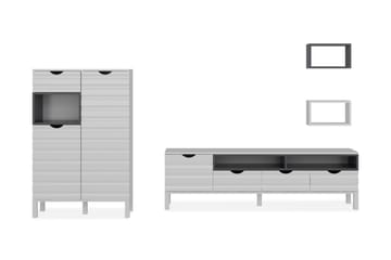 Hejde TV-Benk 180 cm - Hvit/Grå - Møbler - Mediamøbel & tv møbel - TV-møbelsett