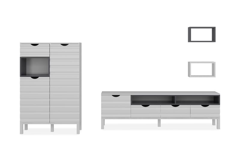 Hejde TV-Benk 180 cm - Hvit/Grå - Møbler - Mediamøbel & tv møbel - TV-møbelsett