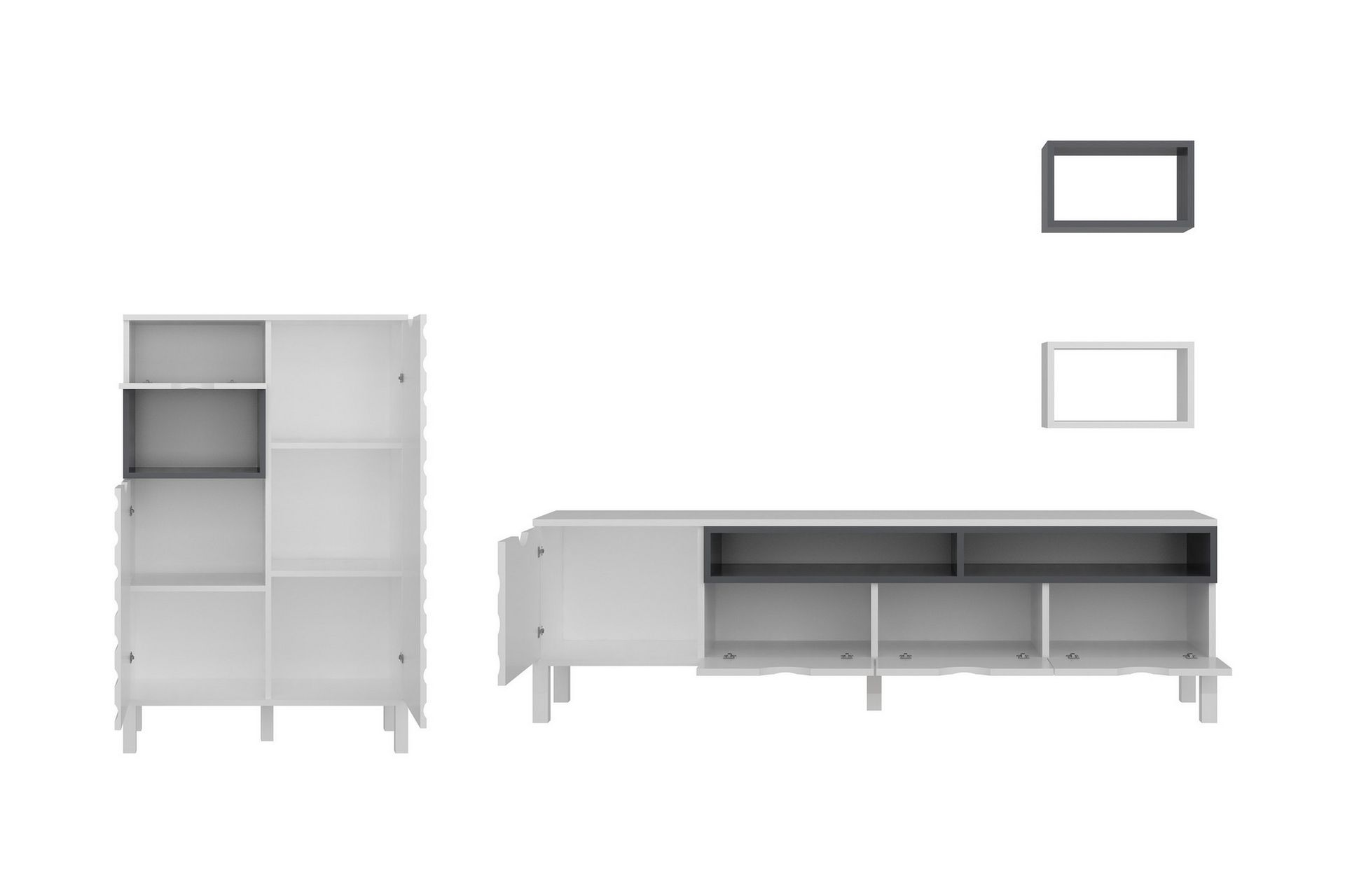 Hejde TV-Benk 180 cm - Hvit/Grå - Møbler - Mediamøbel & tv møbel - TV-møbelsett