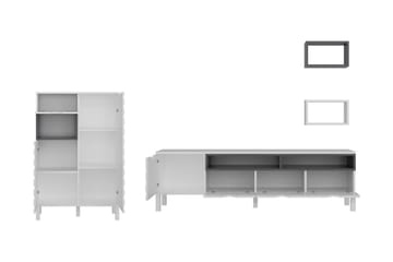 Hejde TV-Benk 180 cm - Hvit/Grå - Møbler - Mediamøbel & tv møbel - TV-møbelsett