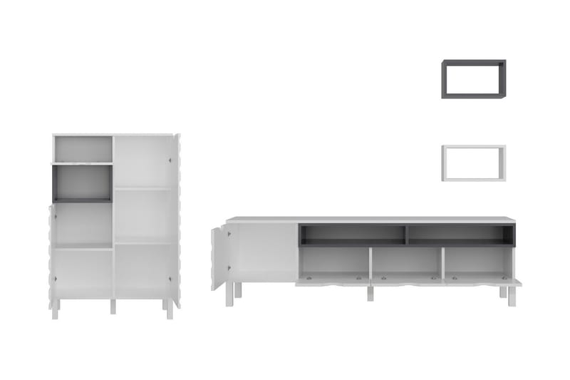 Hejde TV-Benk 180 cm - Hvit/Grå - Møbler - Mediamøbel & tv møbel - TV-møbelsett