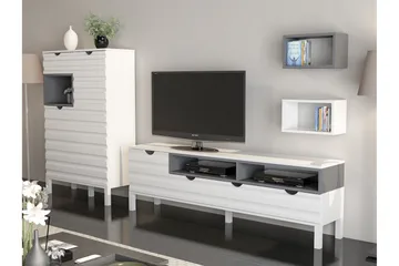 Hejde TV-Benk 180 cm - Hvit/Grå - Møbler - Mediamøbel & tv møbel - TV-møbelsett