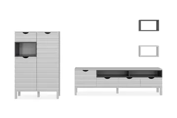 Hejde TV-Benk 180 cm - Hvit/Grå - Møbler - Mediamøbel & tv møbel - TV-møbelsett
