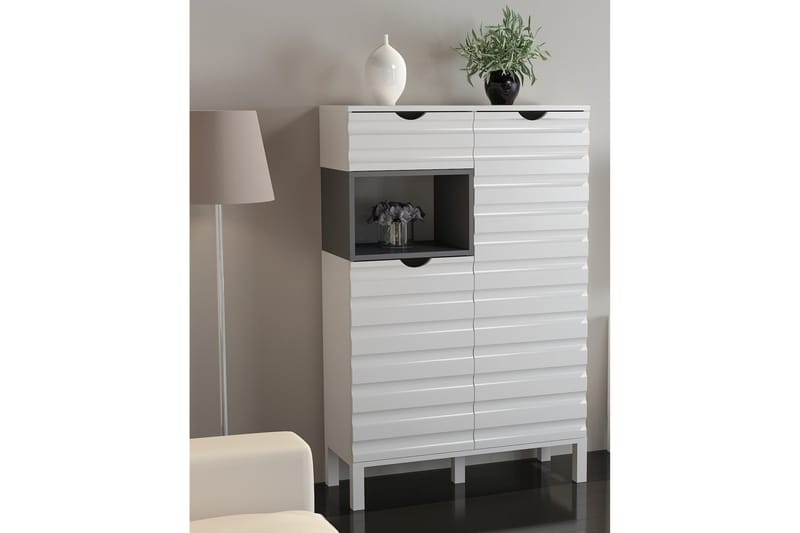 Hejde TV-Benk 180 cm - Hvit/Grå - Møbler - Mediamøbel & tv møbel - TV-møbelsett