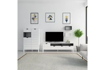 Hejde TV-Benk 180 cm - Hvit/Grå - Møbler - Mediamøbel & tv møbel - TV-møbelsett