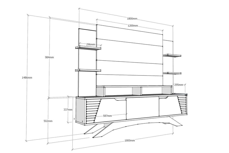 Hejde TV-møbelsett 149 cm - Brun/Hvit - Møbler - Mediamøbel & tv møbel - TV-møbelsett