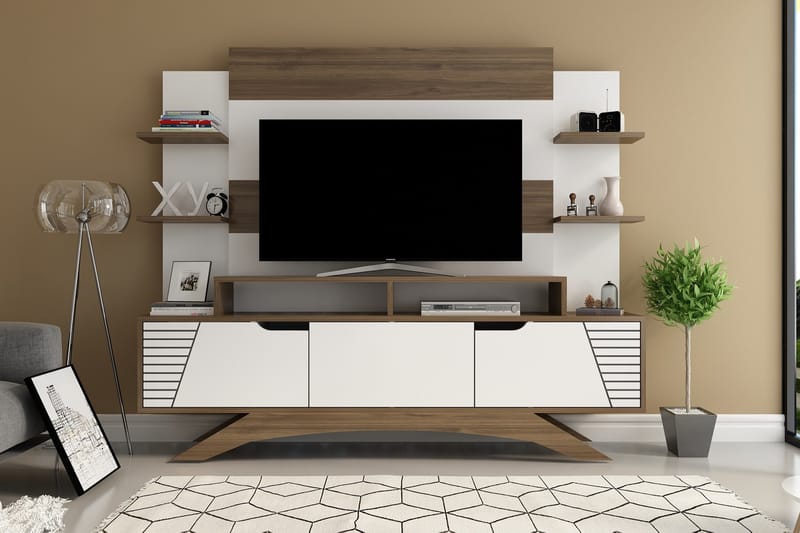 Hejde TV-møbelsett 149 cm - Brun/Hvit - Møbler - Mediamøbel & tv møbel - TV-møbelsett