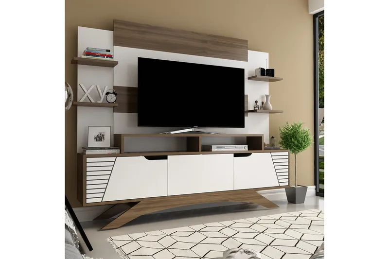 Hejde TV-møbelsett 149 cm - Brun/Hvit - Møbler - Mediamøbel & tv møbel - TV-møbelsett
