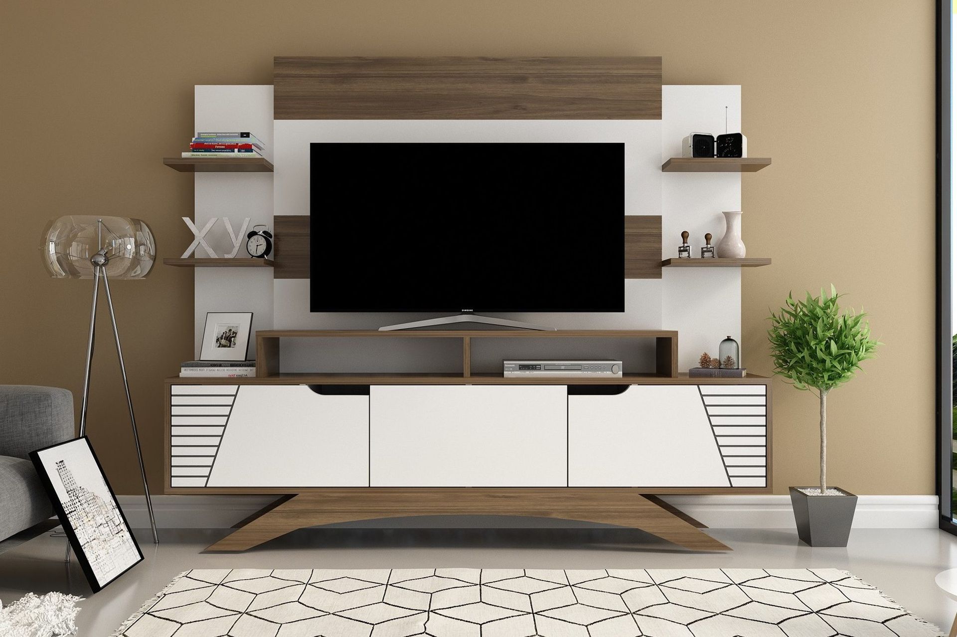 Hejde TV-møbelsett 149 cm - Brun/Hvit