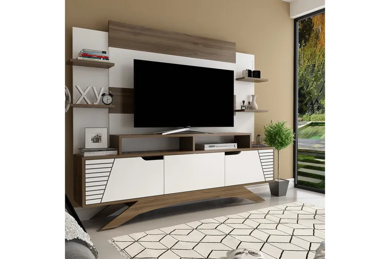 Hejde TV-møbelsett 149 cm - Brun/Hvit - Møbler - Mediamøbel & tv møbel - TV-møbelsett