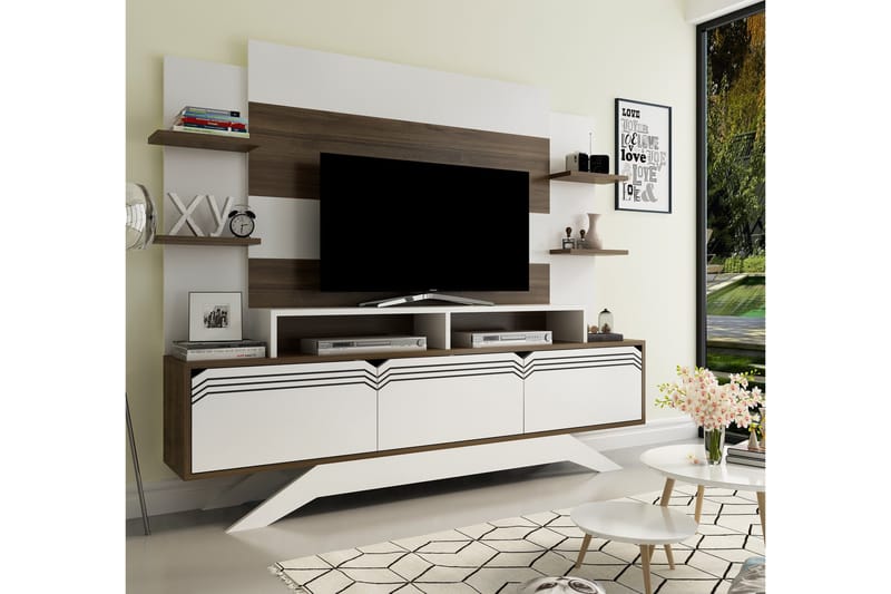 Hejde TV-møbelsett 149 cm - Hvit/Brun - Møbler - Mediamøbel & tv møbel - TV-møbelsett