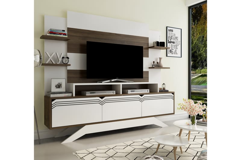 Hejde TV-møbelsett 149 cm - Hvit/Brun - TV-møbelsett