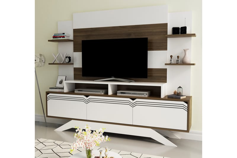 Hejde TV-møbelsett 149 cm - Hvit/Brun - Møbler - Mediamøbel & tv møbel - TV-møbelsett