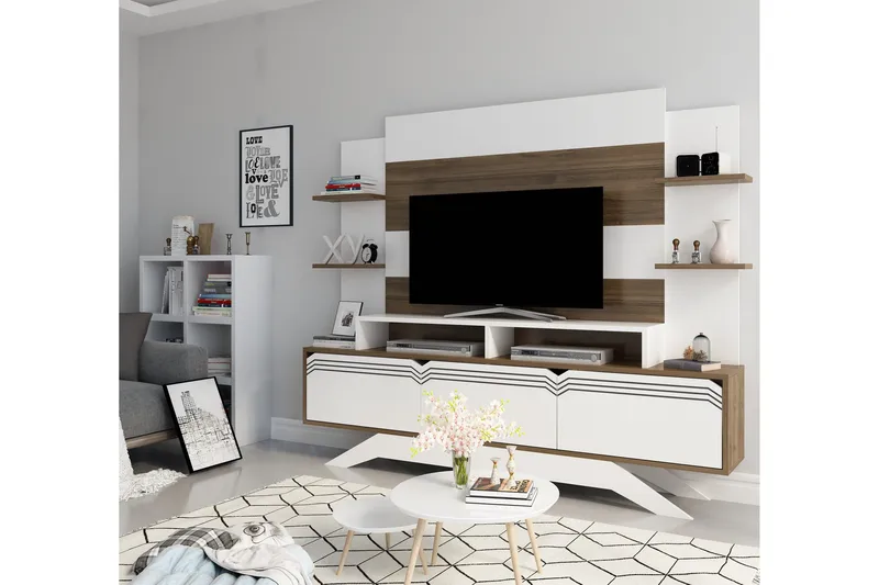 Hejde TV-møbelsett 149 cm - Hvit/Brun - Møbler - Mediamøbel & tv møbel - TV-møbelsett